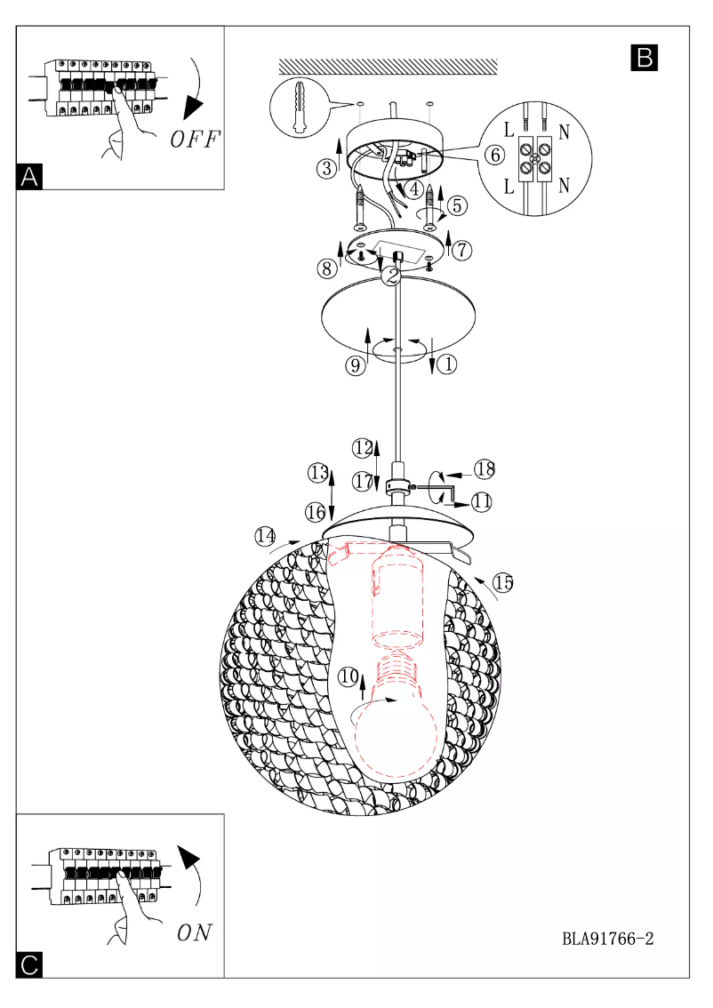 Page 1 de la notice Manuel utilisateur Eglo Lalita