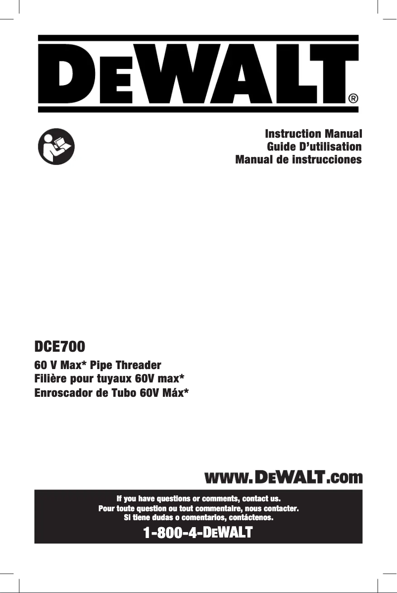 Page 1 de la notice Manuel utilisateur DeWalt DCE700