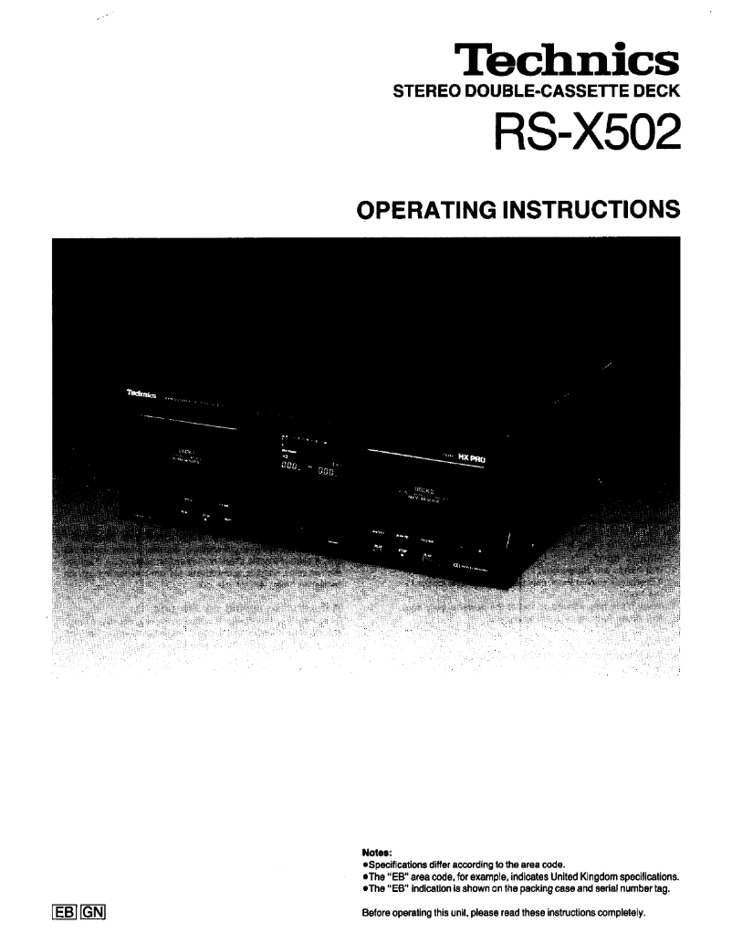 Page 1 de la notice Manuel utilisateur Technics RS-X502