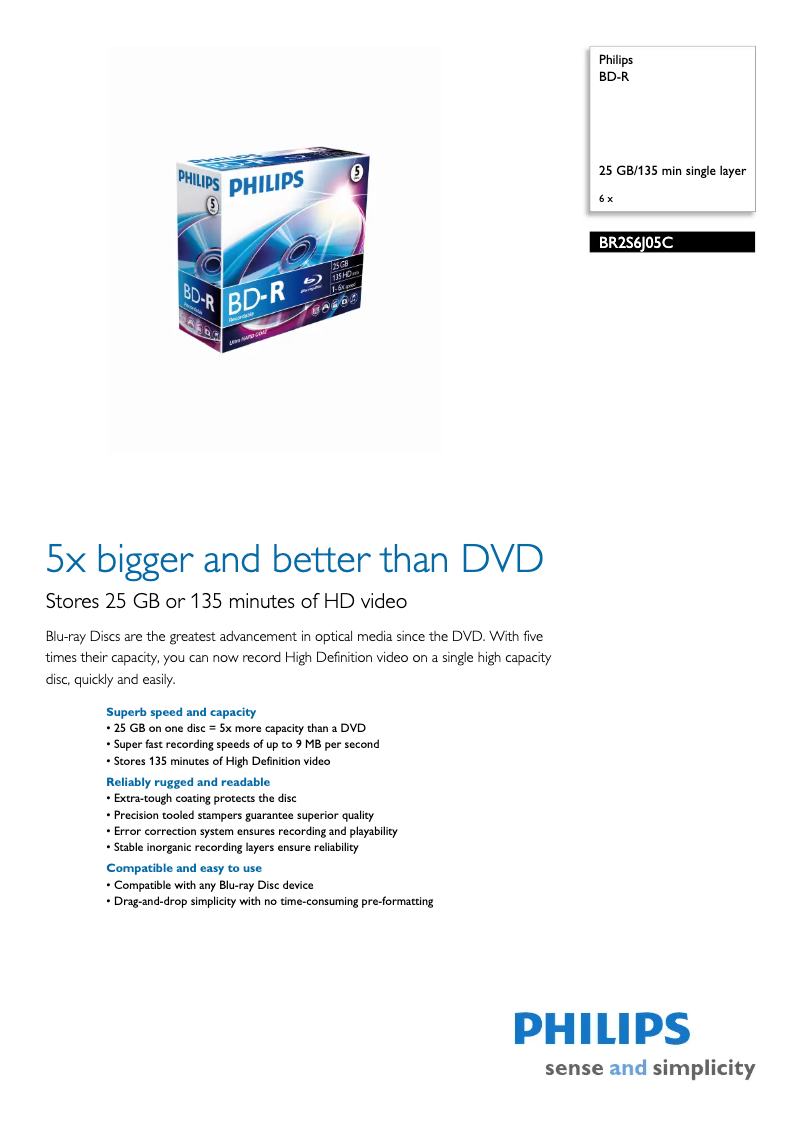 Page 1 de la notice Manuel utilisateur Philips BR2S6J05C