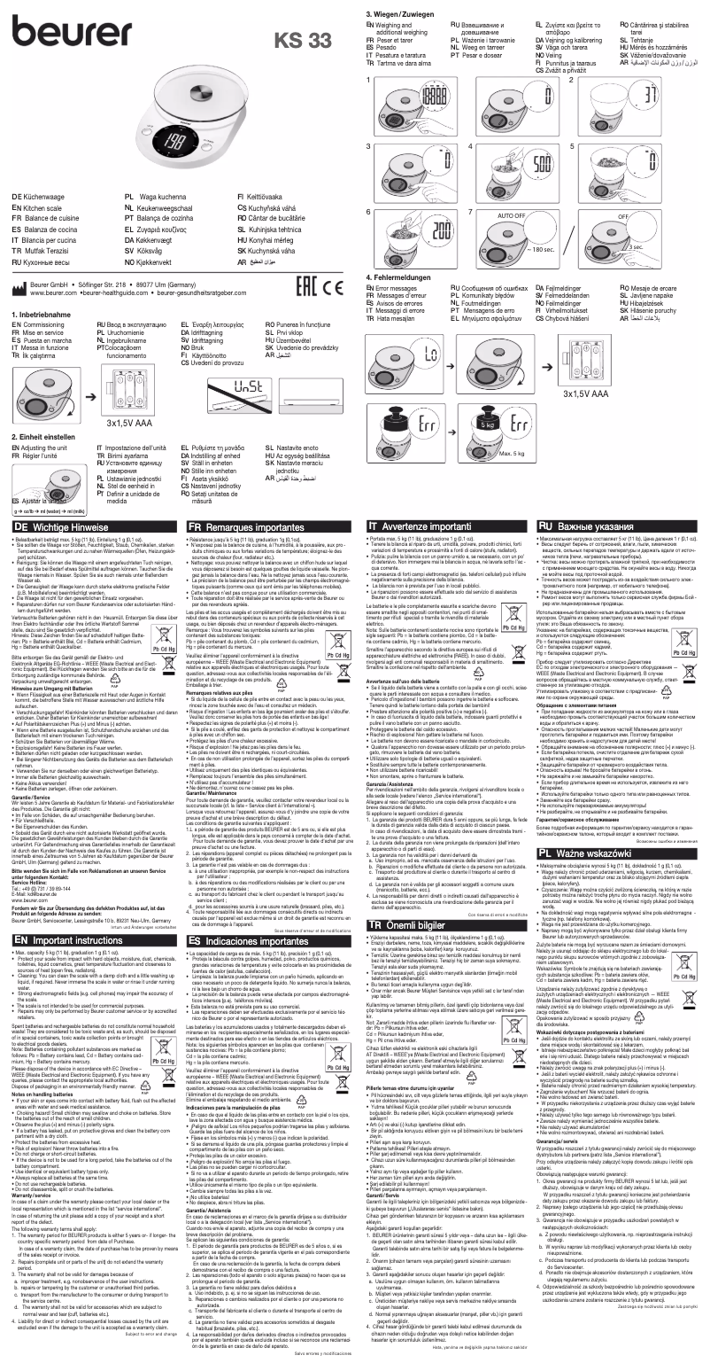Page 1 de la notice Mode d'emploi Beurer KS 33