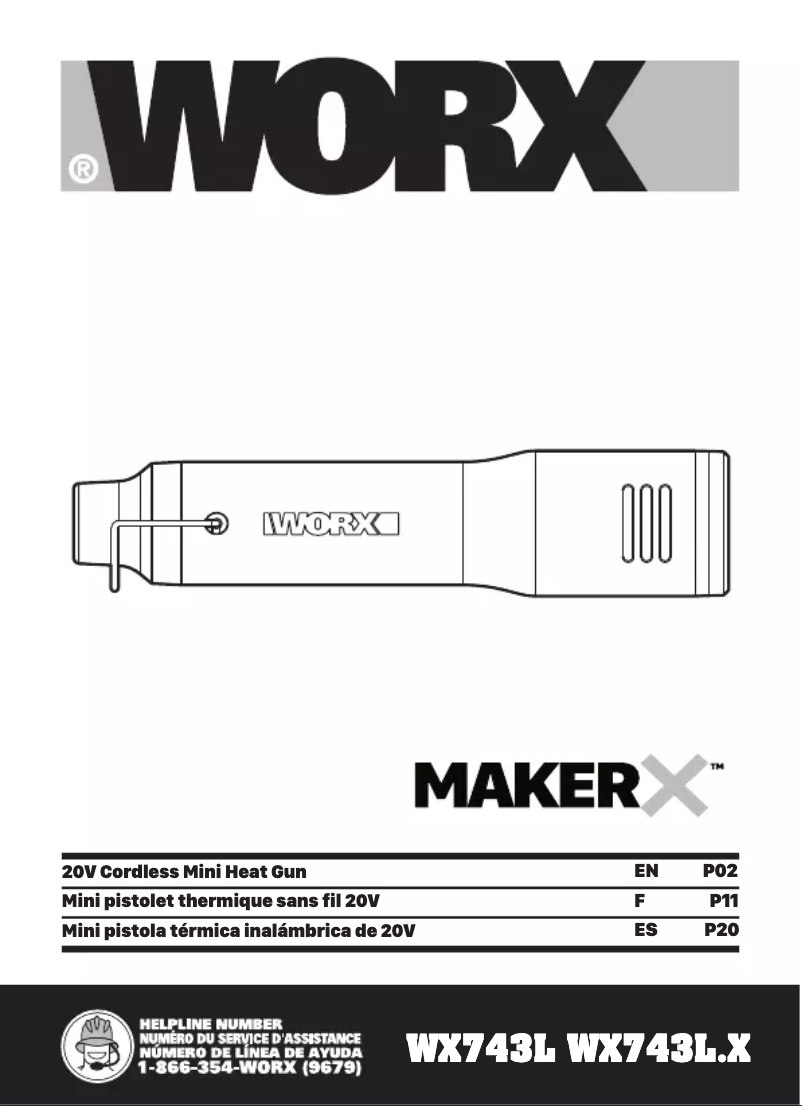 Page 1 de la notice Manuel utilisateur Worx WX743L.9