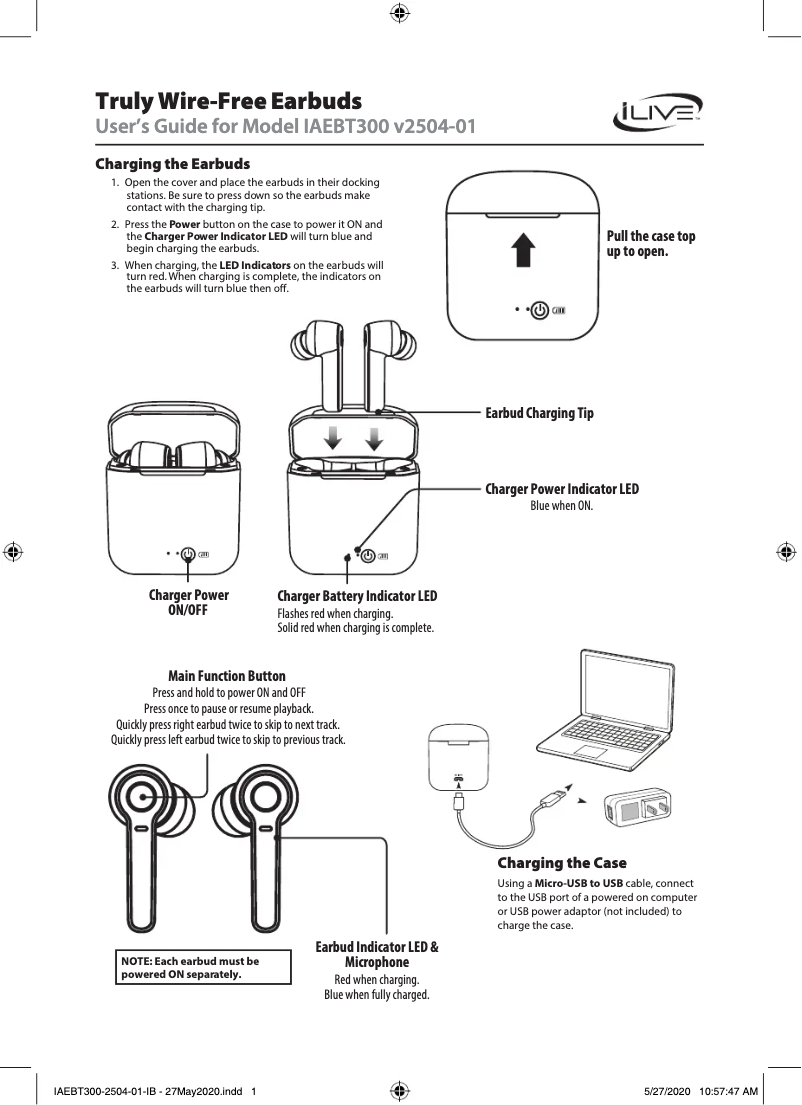 Page 1 de la notice Manuel utilisateur iLive IAEBT300
