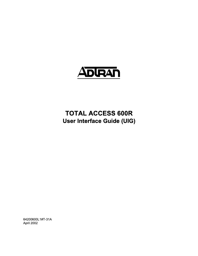Page 1 de la notice Manuel utilisateur Adtran Total Access 600R