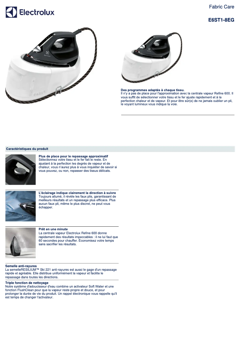 Image de la première page du manuel de l'appareil Refine 600 E6ST1-8EG