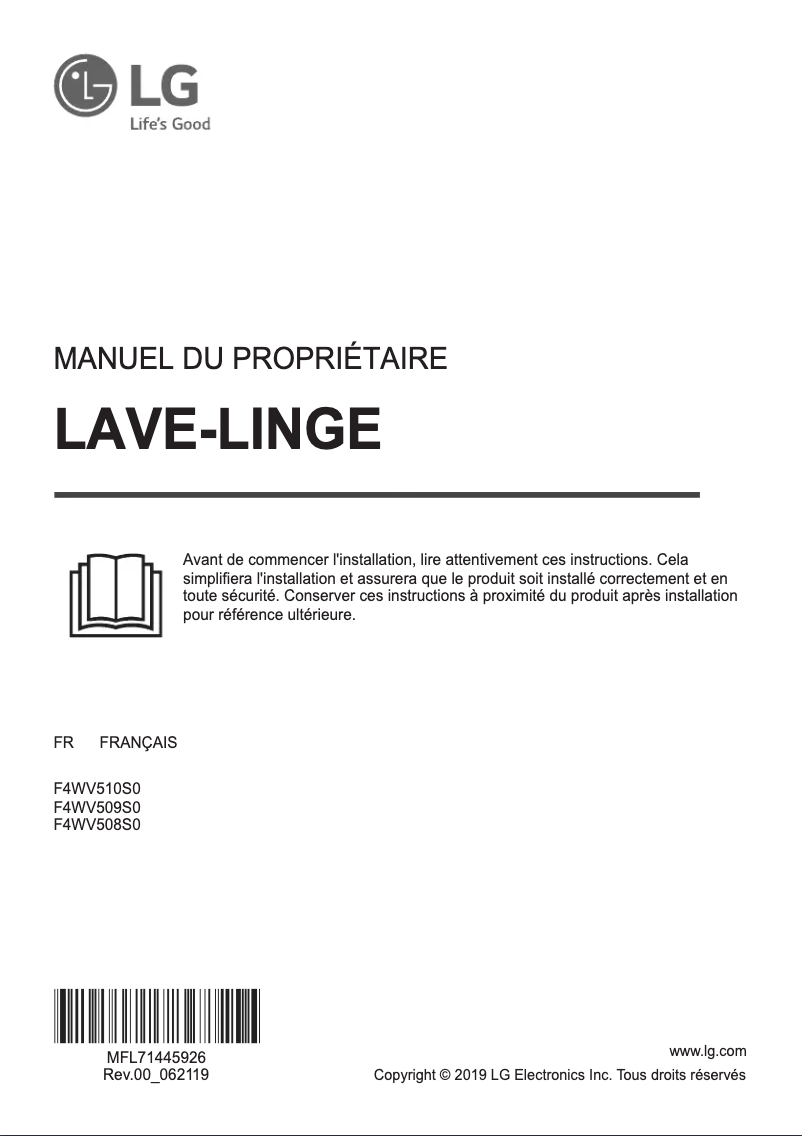 Page n°1 - Manuel utilisateur LG F4WV510S0