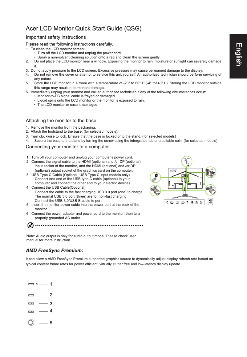 Page n°1 - Guide de démarrage rapide Acer XB273UZ