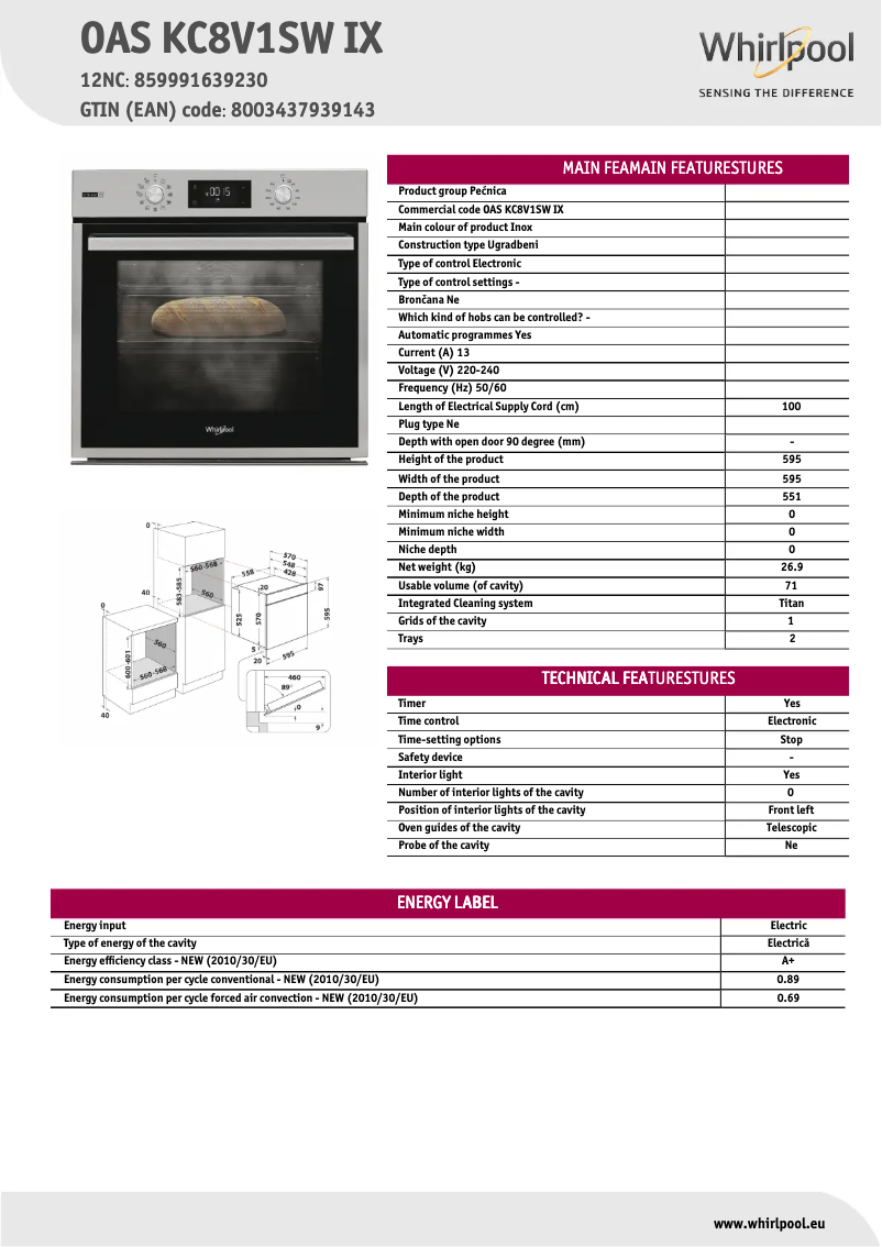 Imagen de la primera página del manual del dispositivo OAS KC8V1SW IX