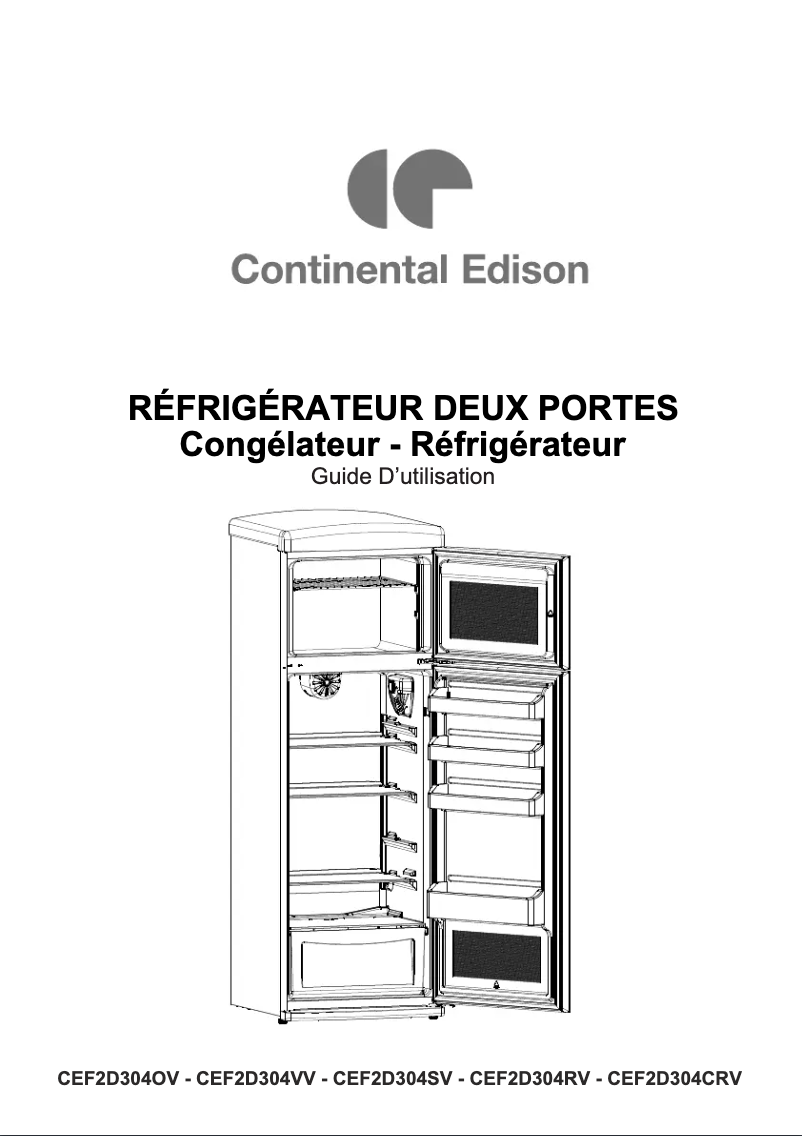 Page n°1 - Manuel utilisateur Continental Edison CEF2D304RV
