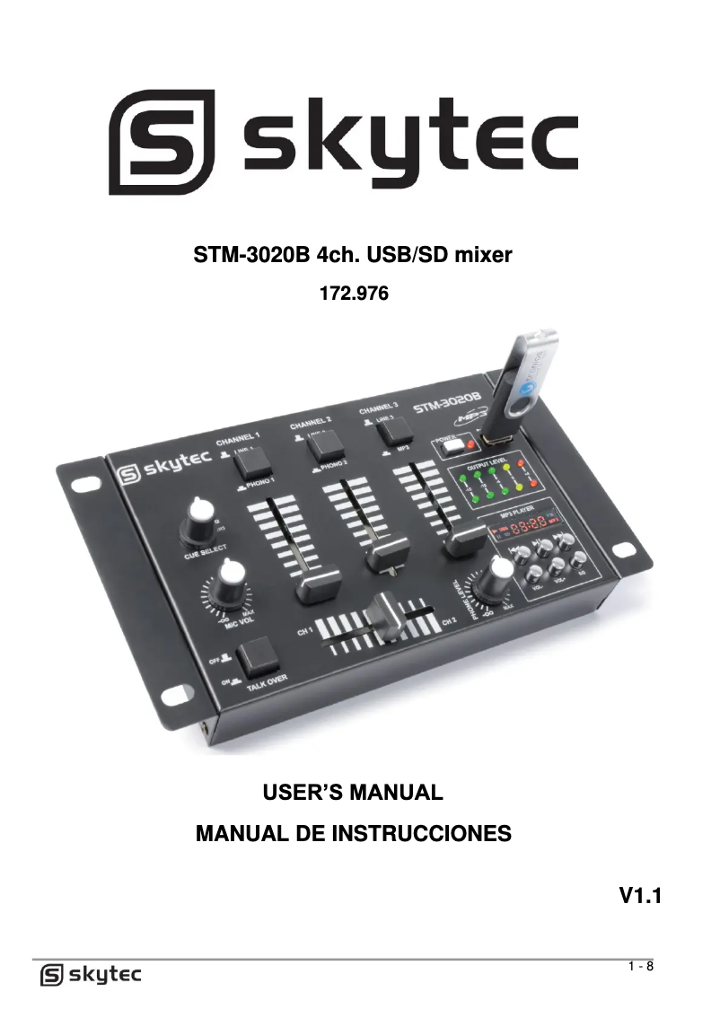 Page n°1 - Manuel utilisateur Skytec STM-3020B