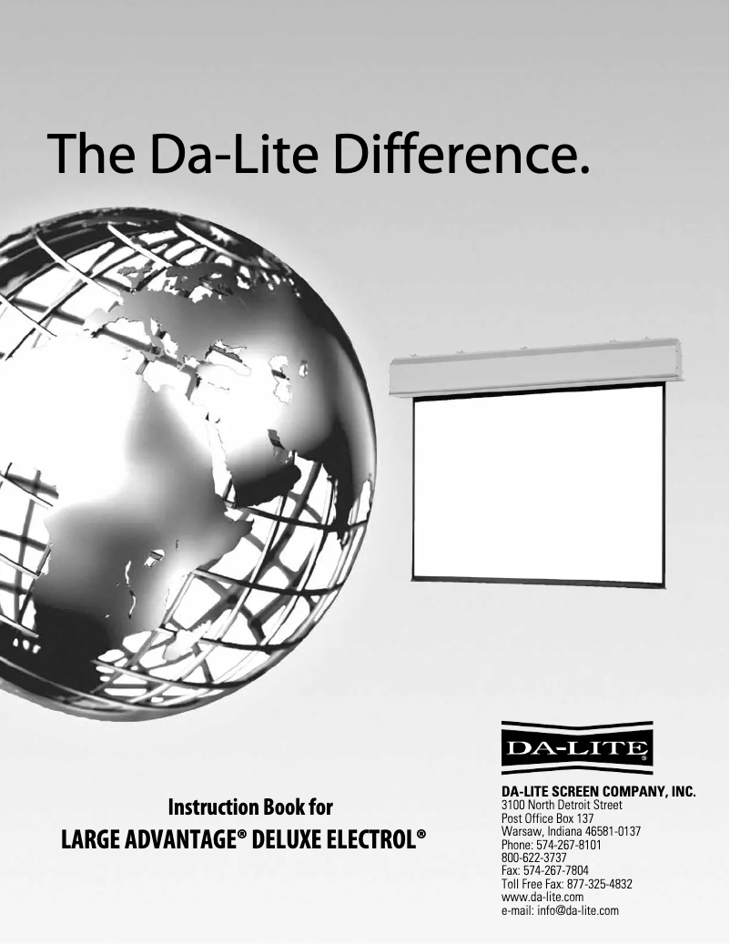 Page n°1 - Manuel utilisateur Da-Lite Large Advantage Deluxe Electrol 36861