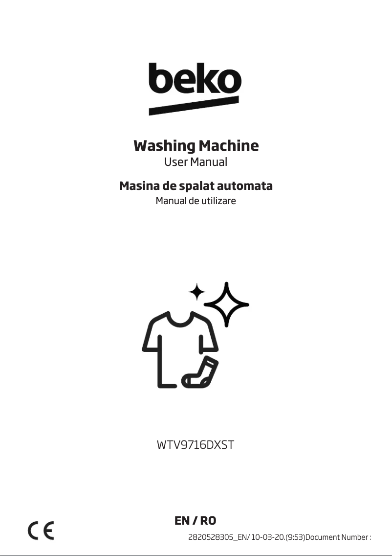 Page 1 de la notice Manuel utilisateur Beko WTV9716DXST