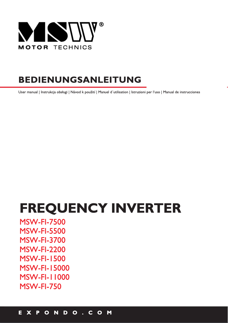 Page n°1 - Manuel utilisateur MSW MSW-FI-1500