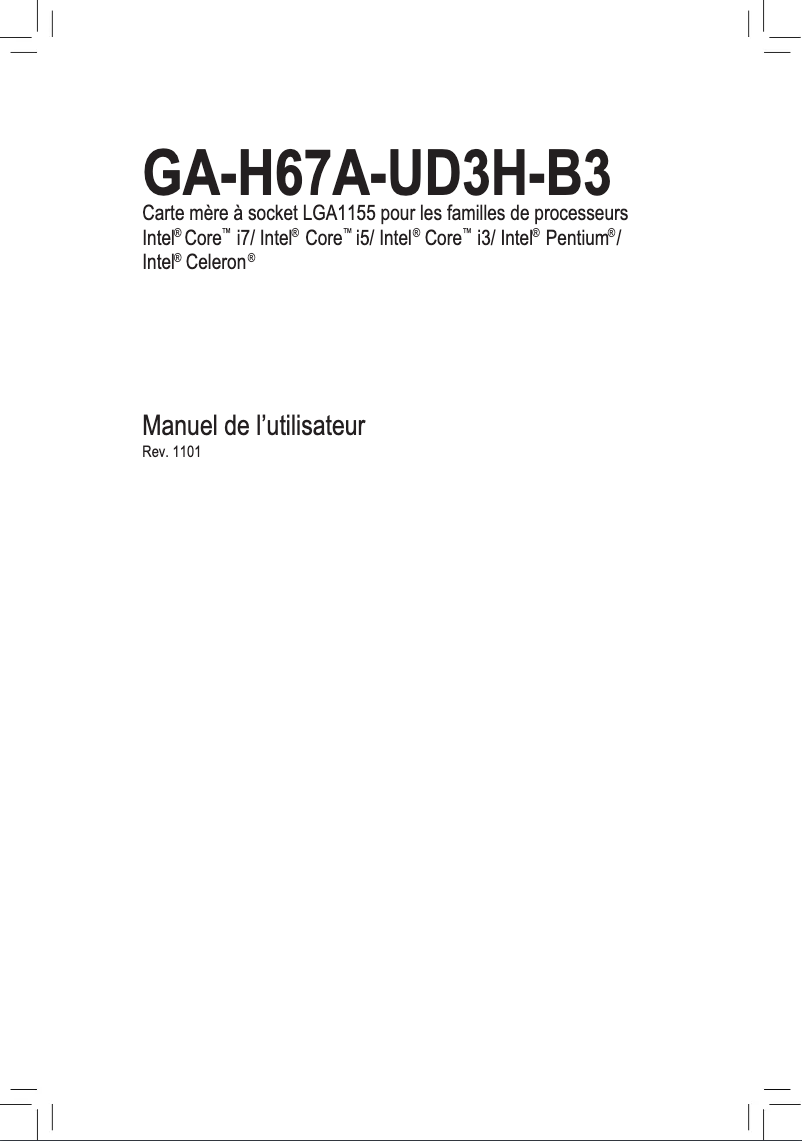 Page 1 de la notice Manuel utilisateur Gigabyte GA-H67A-UD3H-B3