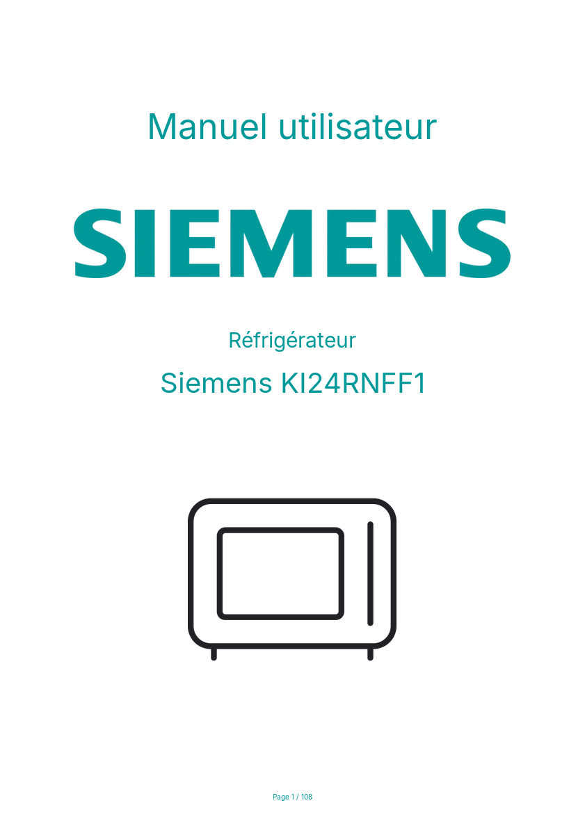 Image de la première page du manuel de l'appareil KI24RNFF1