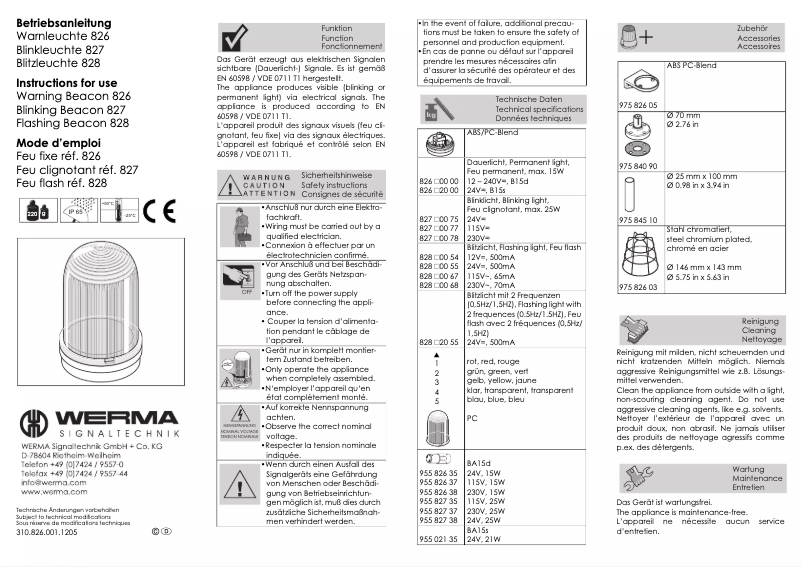 Página 1 del manual Manual de usuario Werma 826.200.00