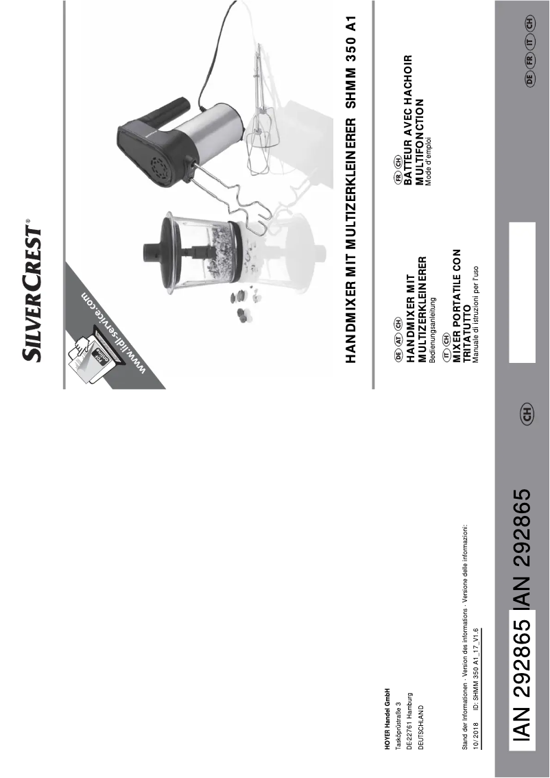Page 1 de la notice Manuel utilisateur SilverCrest SHMM 350 A1
