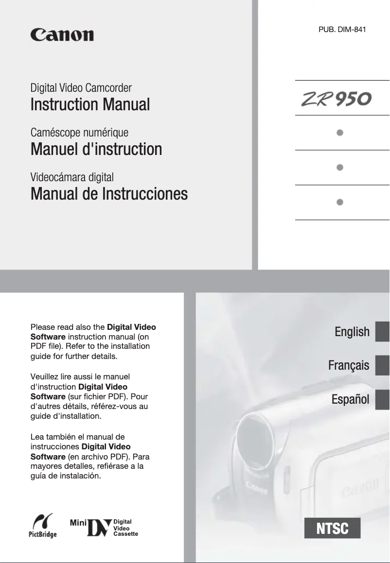 Page n°1 - Manuel utilisateur Canon ZR950
