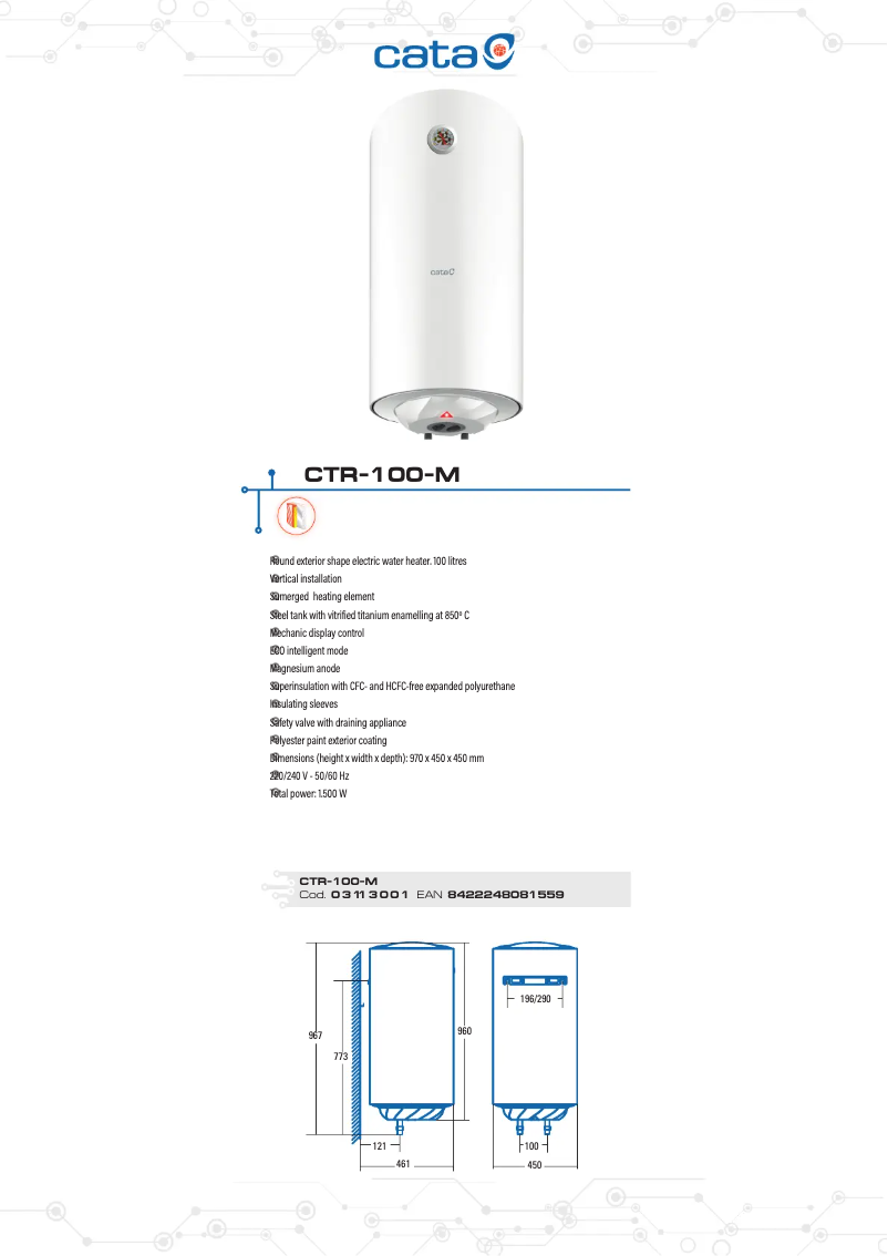 Image de la première page du manuel de l'appareil CTR-100-M