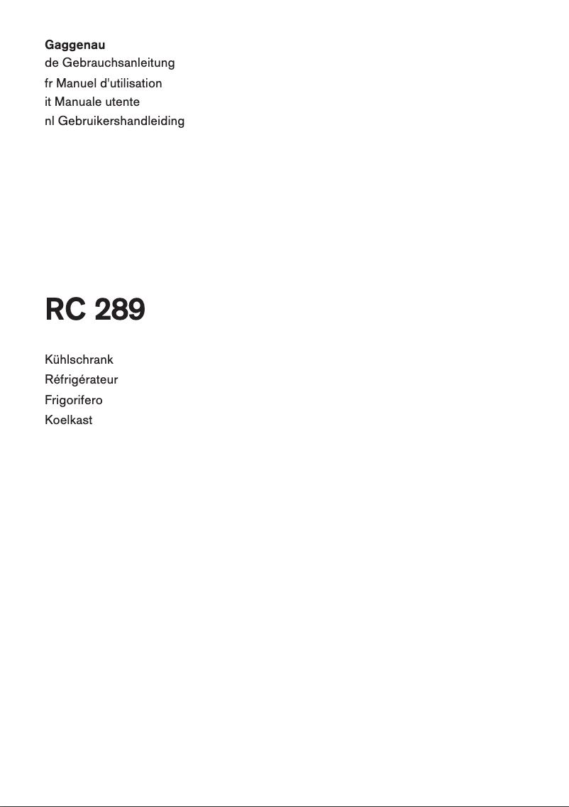 Page 1 de la notice Manuel utilisateur Gaggenau RC289300