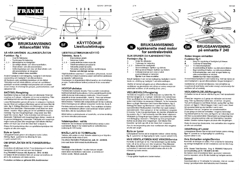 Page 1 de la notice Manuel utilisateur Franke F 240-16