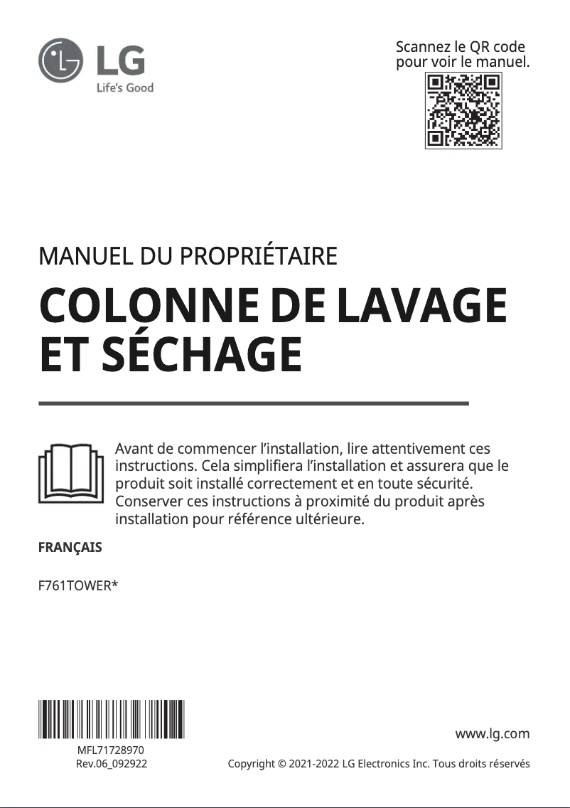 Page n°1 - Manuel utilisateur LG F761TOWERB
