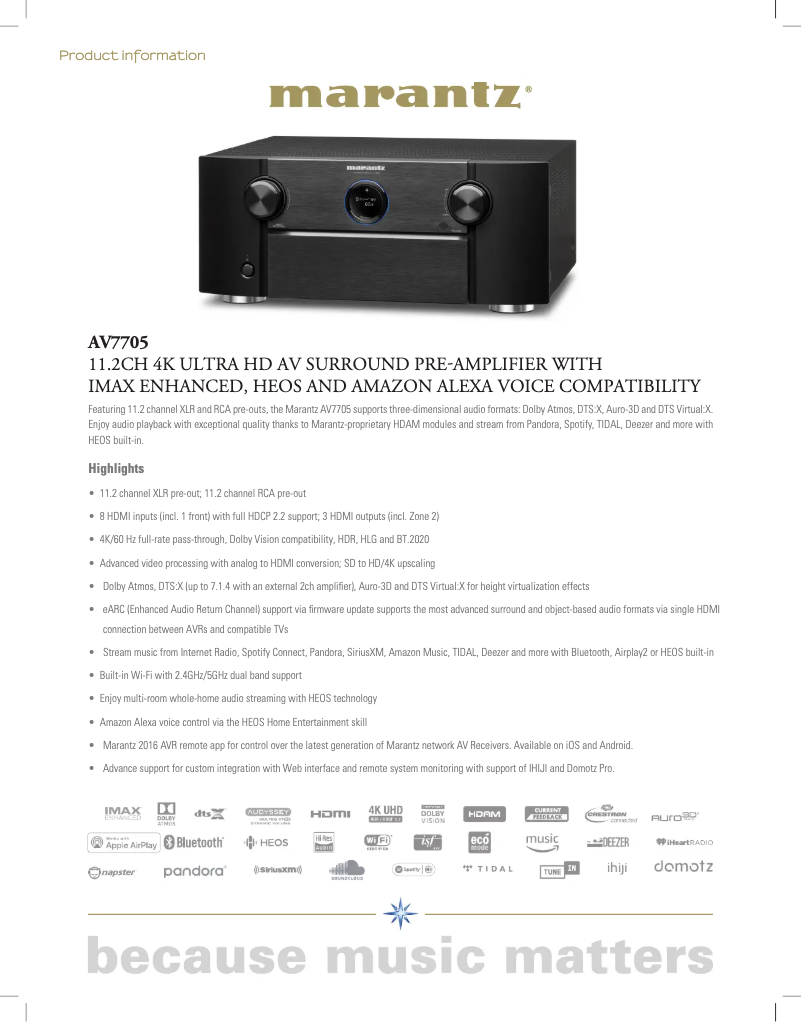 Page n°1 - Fiche technique Marantz AV7705