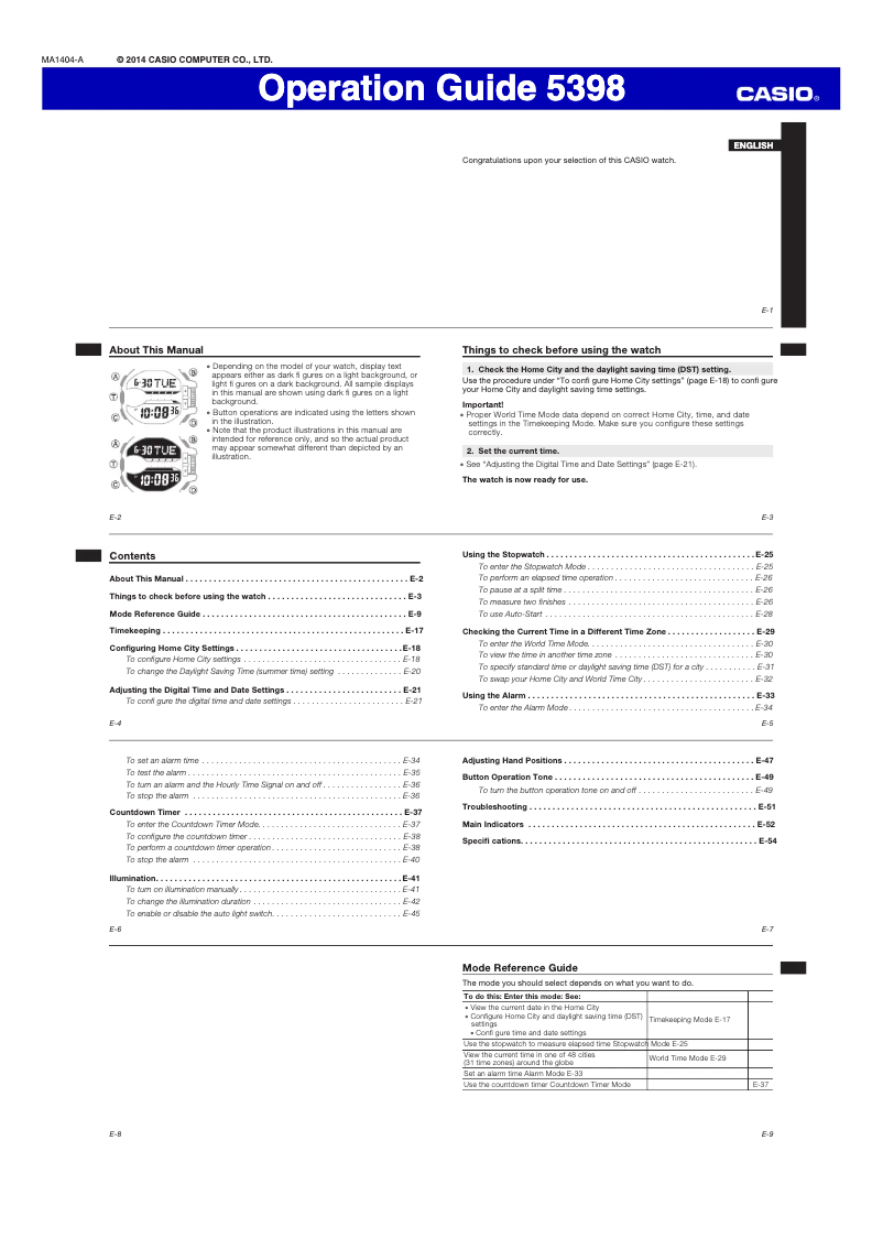 Page 1 de la notice Manuel utilisateur Casio G-Shock GA-400SK-1A4ER