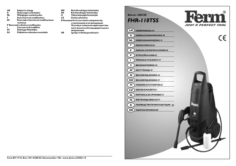 Page n°1 - Manuel utilisateur Ferm GRM1004