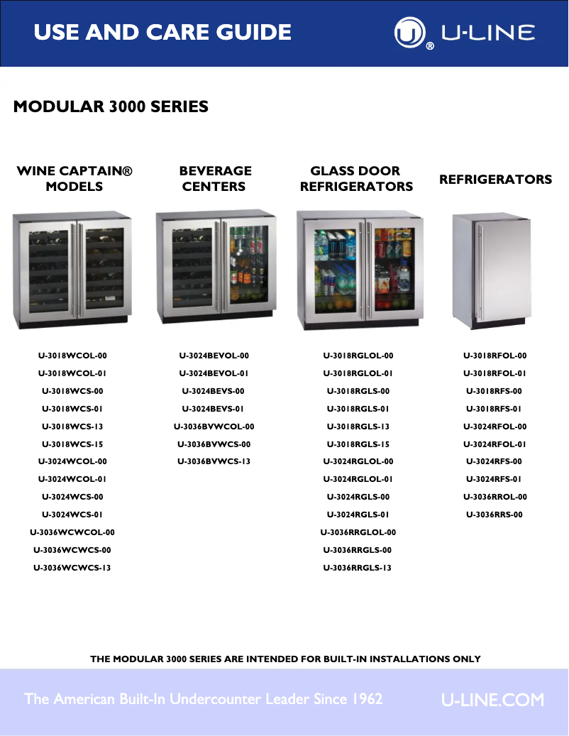 Page n°1 - Manuel utilisateur U-Line U-3024WCOL-01
