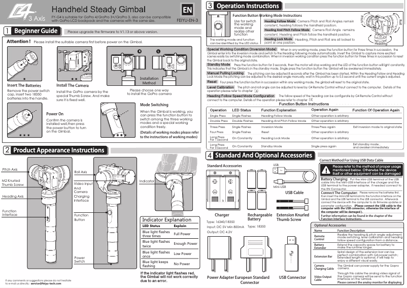 Page 1 de la notice Manuel utilisateur FeiyuTech FY-G4