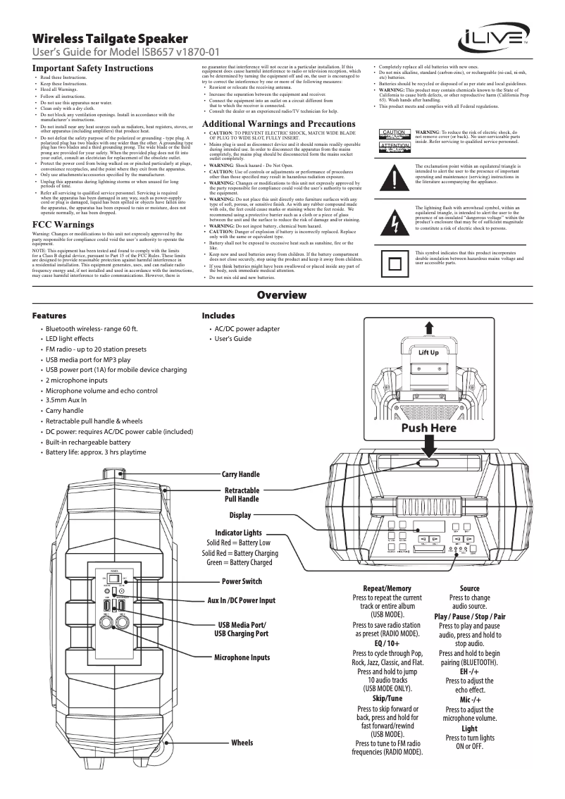 Page 1 de la notice Manuel utilisateur iLive ISB657B