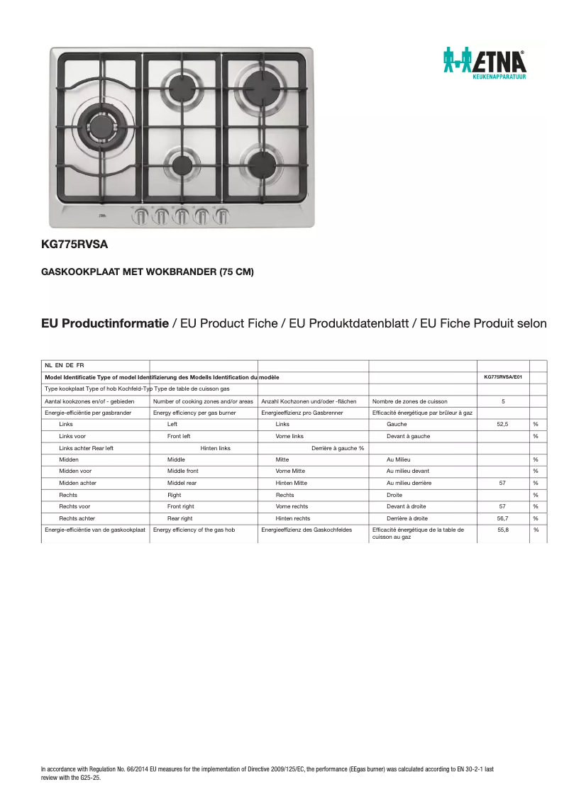 Page n°1 - Fiche technique Etna KG775RVSA