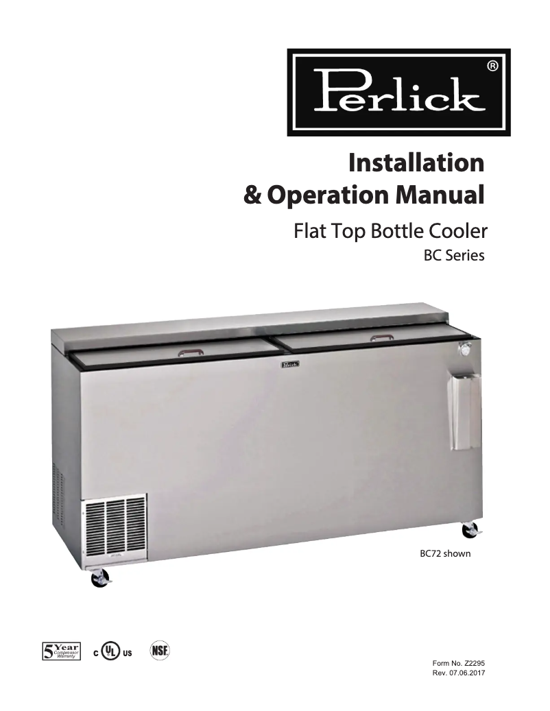 Page 1 de la notice Manuel utilisateur Perlick BC96