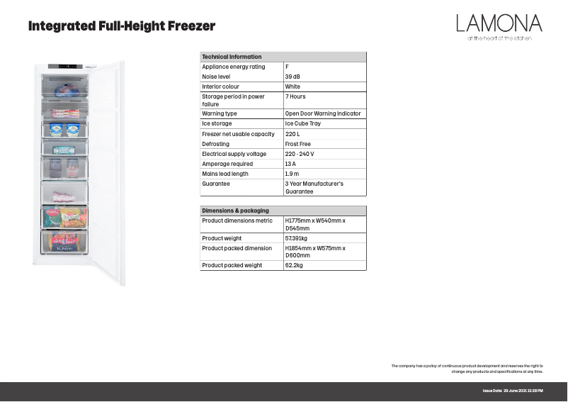 Page n°1 - Fiche technique Lamona LAM6802