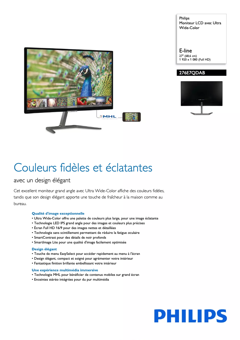 Imagen de la primera página del manual del dispositivo 276E7QDAB