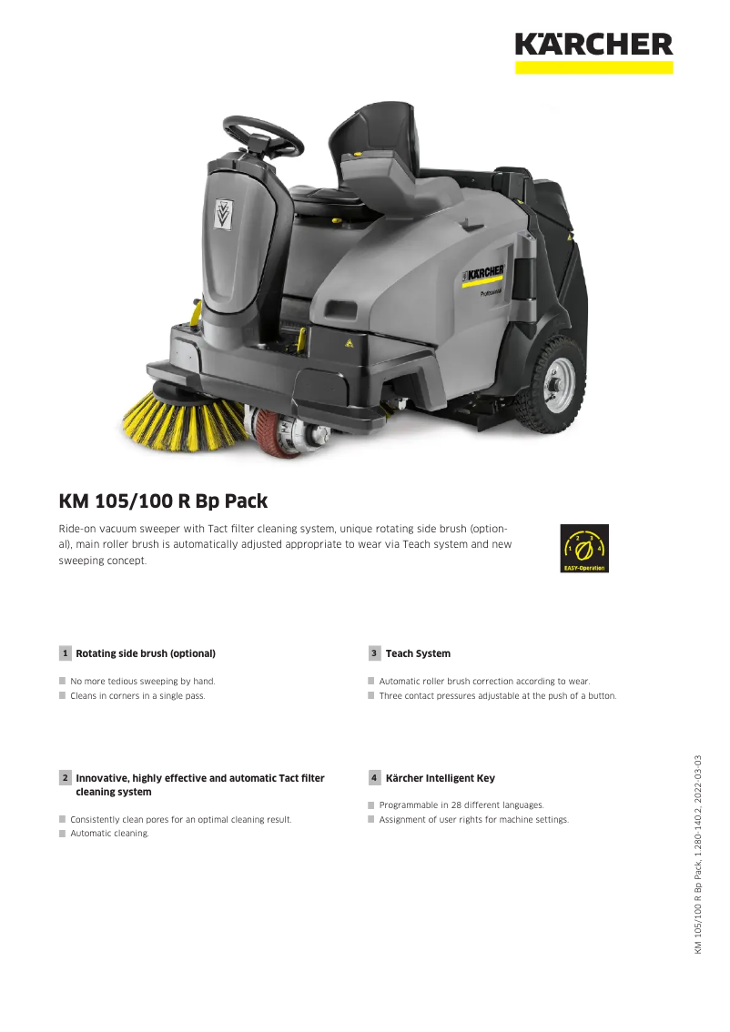 Página 1 del manual Manual de usuario Kärcher KM 105/100 R Bp Pack