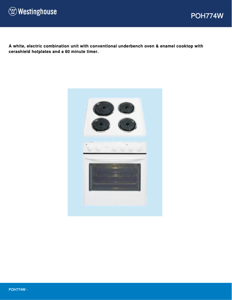 Page 1 de la notice Manuel utilisateur Westinghouse POH774W