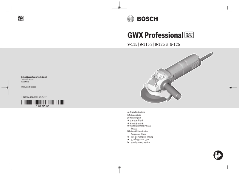 Page 1 de la notice Manuel utilisateur Bosch GWX 9-115 Professional