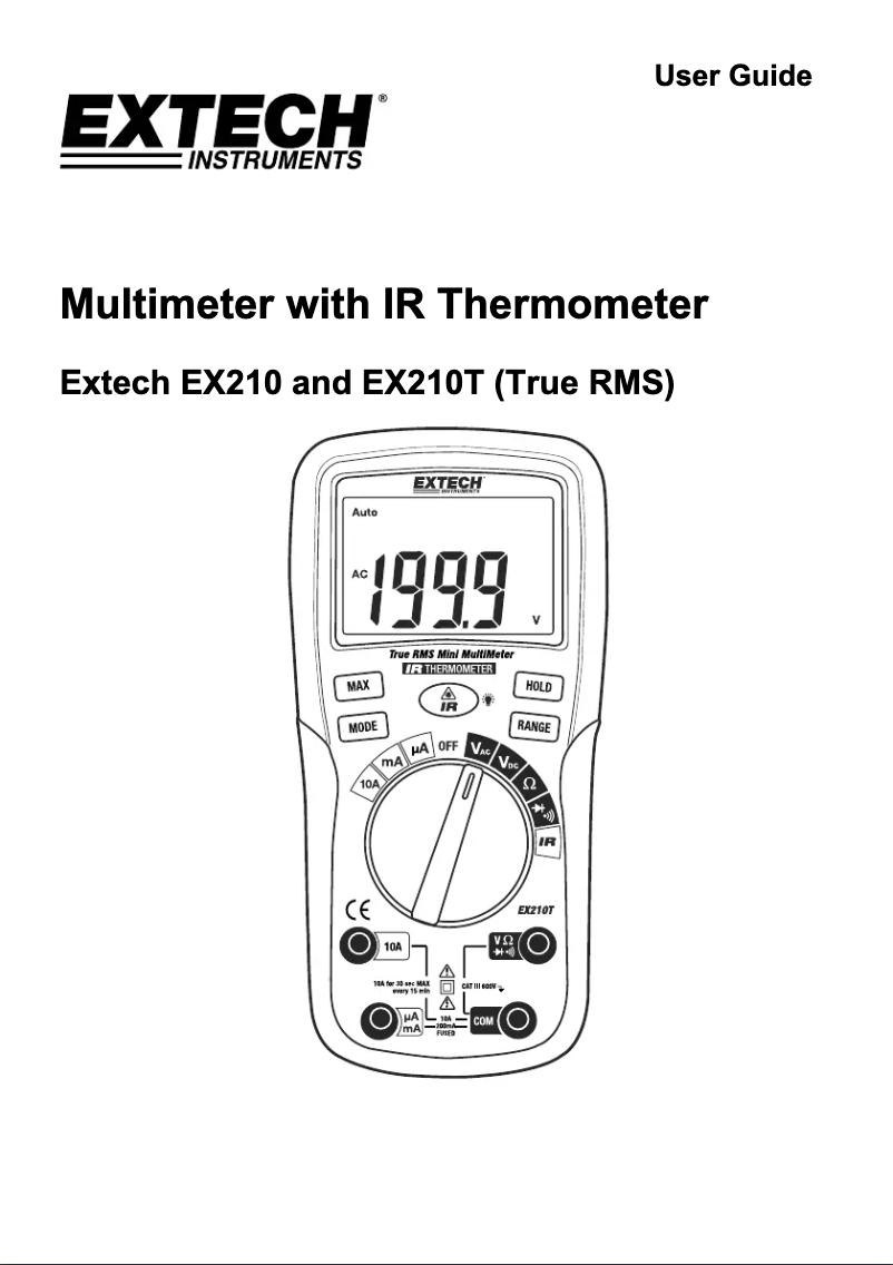 Imagen de la primera página del manual del dispositivo EX210T