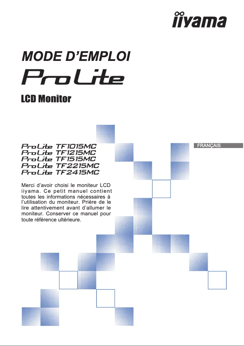 Page 1 de la notice Manuel utilisateur Iiyama ProLite TF1515MC-B2