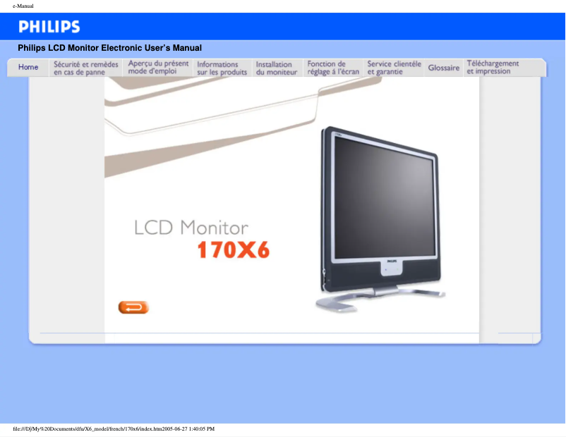 Página 1 del manual Manual de usuario Philips 170X6FB