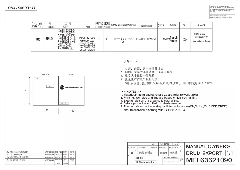 Página 1 del manual Manual de usuario LG F147PR3D