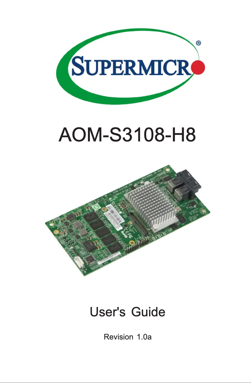 Page 1 de la notice Manuel utilisateur Supermicro AOM-S3108-H8