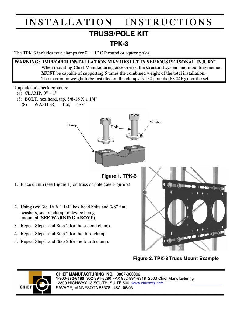 Page n°1 - Manuel utilisateur Chief TPK3