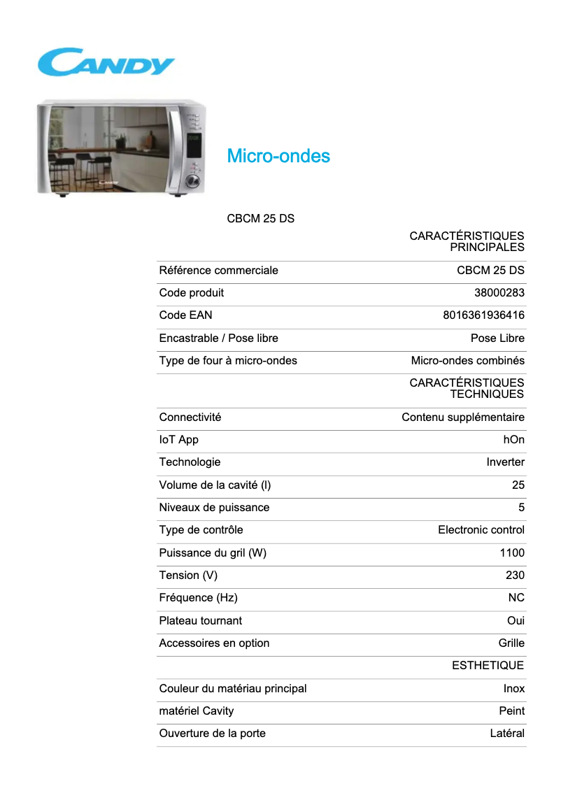 Image de la première page du manuel de l'appareil CBCM 25 DS