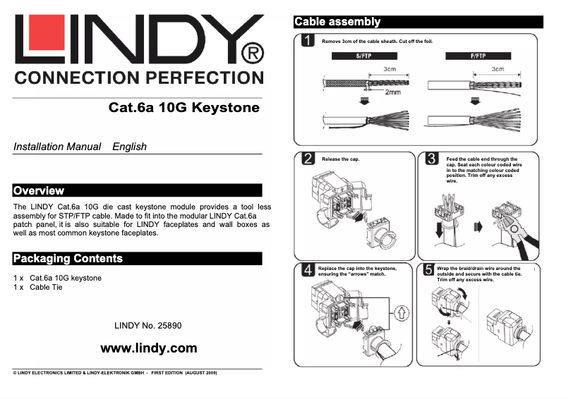 Page 1 de la notice Manuel utilisateur Lindy 25890