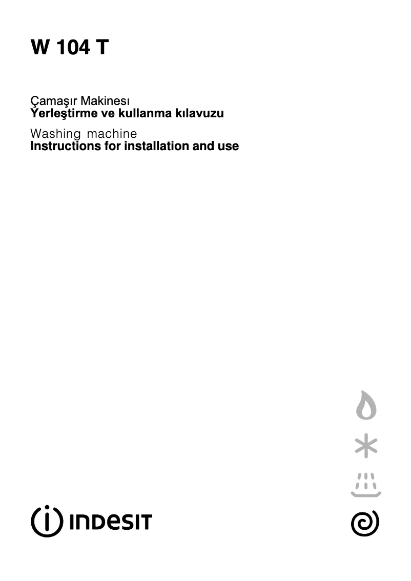 Page 1 de la notice Manuel utilisateur Indesit W 104 T (TK)