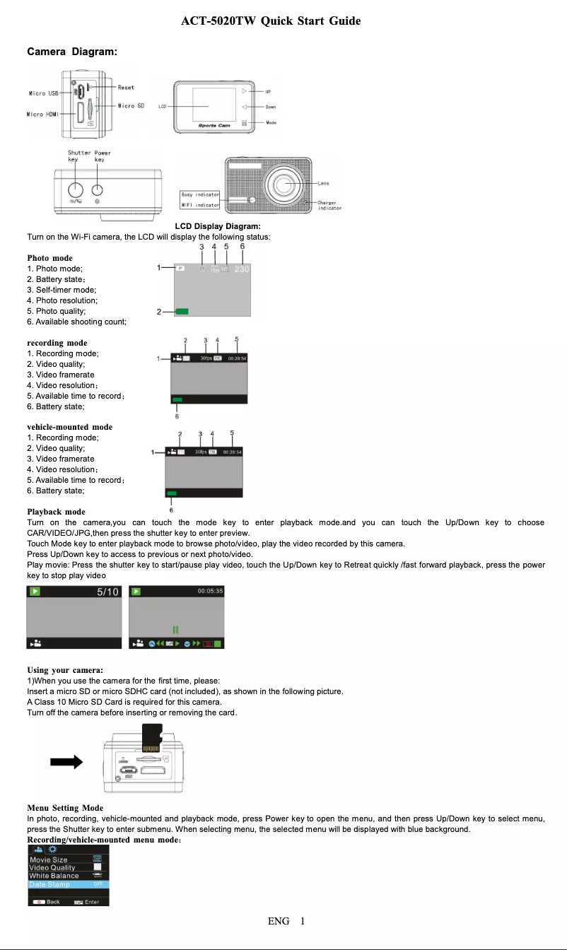 Image de la première page du manuel de l'appareil ACT-5020TW