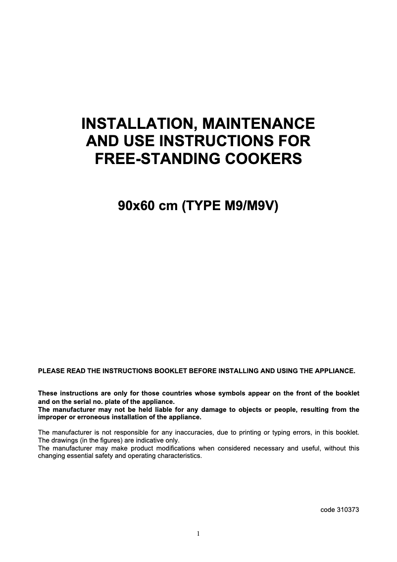 Page n°1 - Manuel utilisateur La Germania PRM604GEVSXT